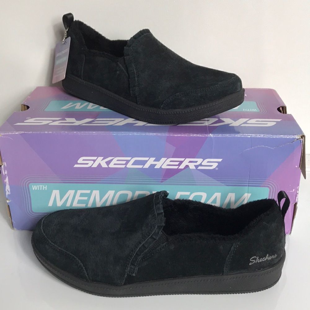 Skechers Madison Ave Plushed Suede Ruffle Shoes